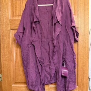 Julahas linen drawstring overlay in purple, NWT